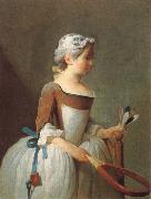 Jean Baptiste Simeon Chardin girl with shuttlecock oil painting artist